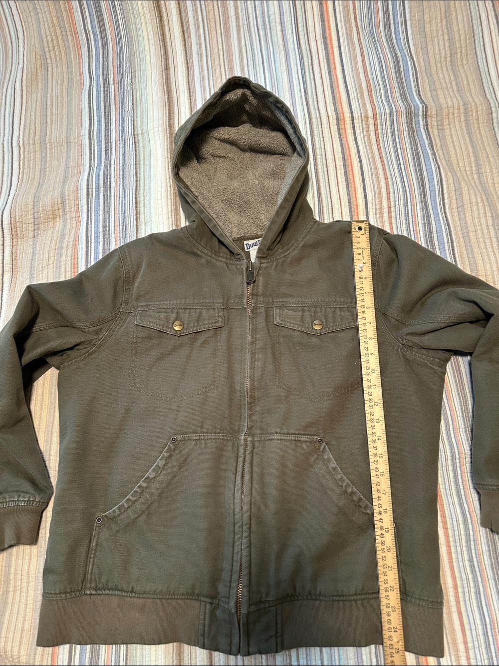 Duluth Trading Co Olive Green Hooded Bomber Jacket - Picture 3 of 10